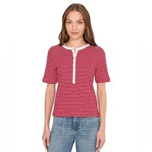 Madewell Striped Elbow-Sleeve Henley Tee. NWT
